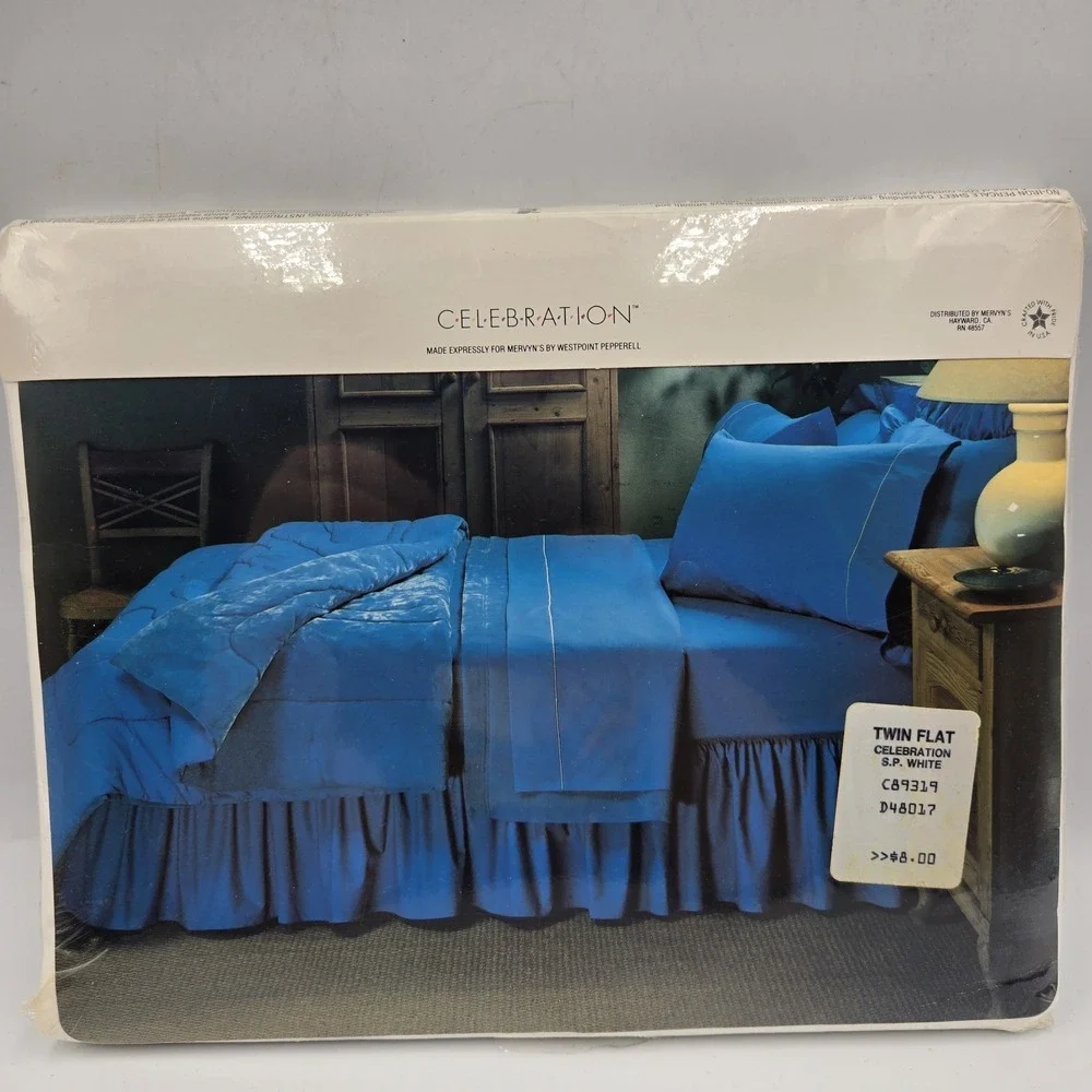 New‎ Vintage Celebration Percale No Iron Twin Flat Sheet White USA Cottagecore
